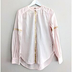 NWT Free People Anthropologie Pink Blouse Metallic Size XS $98